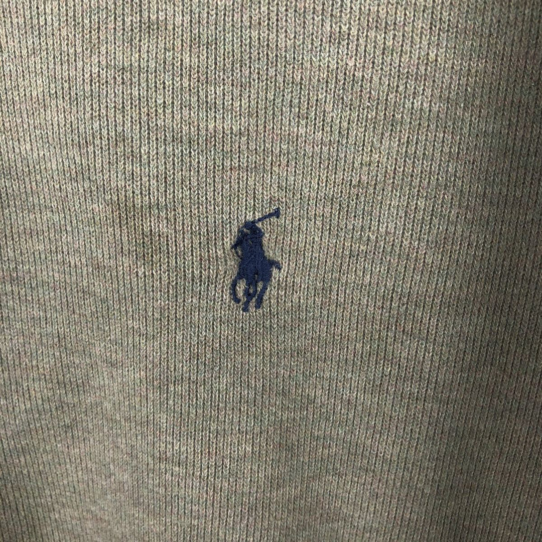 Ralph Lauren POLO by Ralph Lauren V-neck sweatshirt with logo, men's size XL (approx.) cotton Khaki type sage green Vintage Second Hand