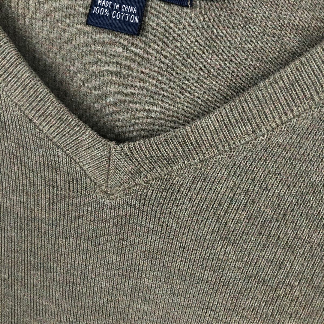 Ralph Lauren POLO by Ralph Lauren V-neck sweatshirt with logo, men's size XL (approx.) cotton Khaki type sage green Vintage Second Hand