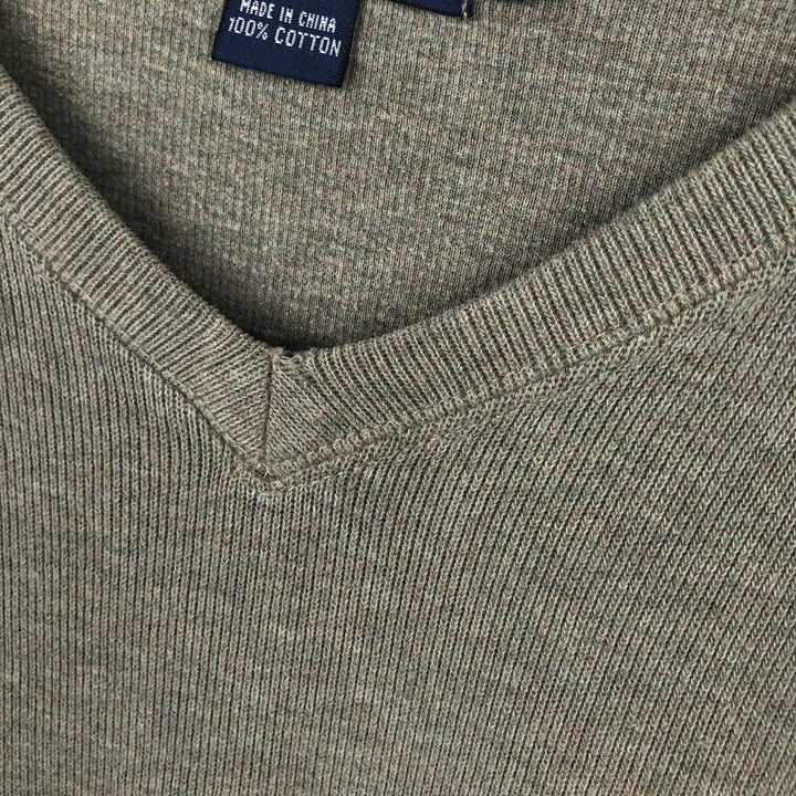 Ralph Lauren POLO by Ralph Lauren V-neck sweatshirt with logo, men's size XL (approx.) cotton Khaki type sage green Vintage Second Hand