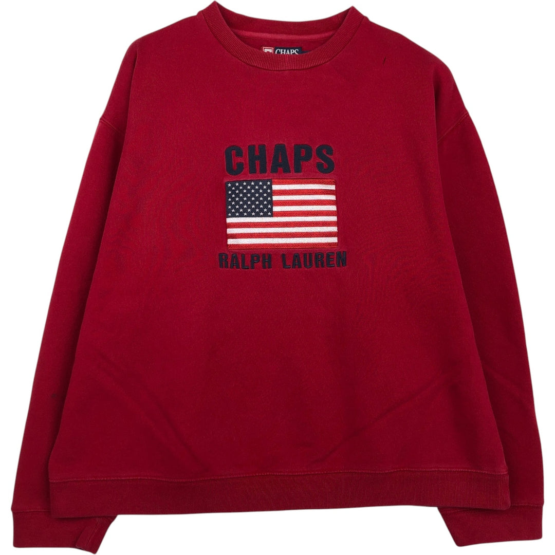 Ralph Lauren CHAPS American flag logo sweatshirt, men's size XL. cotton red type Vintage Second Hand