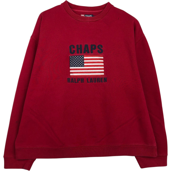 Ralph Lauren CHAPS American flag logo sweatshirt, men's size XL. cotton red type Vintage Second Hand