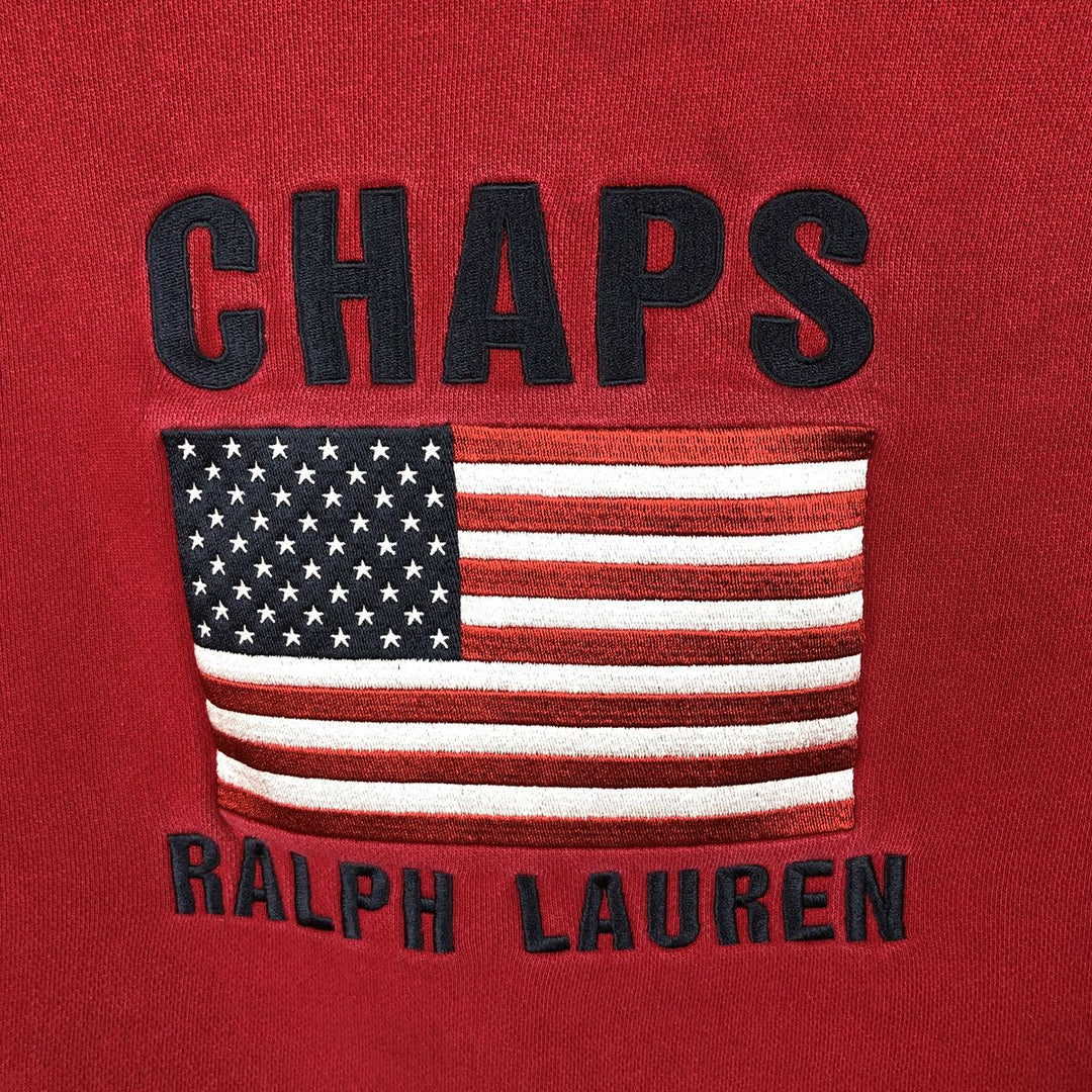 Ralph Lauren CHAPS American flag logo sweatshirt, men's size XL. cotton red type Vintage Second Hand