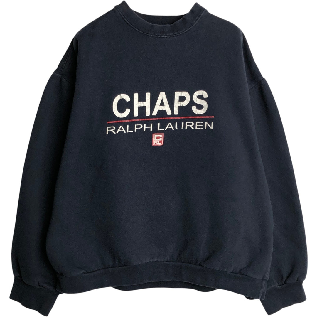 Ralph Lauren CHAPS Logo Sweatshirt (Men's Size M) cotton navy blue type Vintage Second Hand