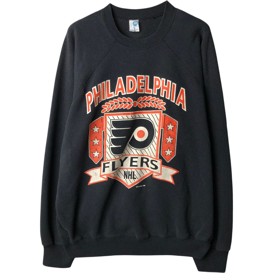 90'S Artex NFL Philadelphia Eagles Print Sweatshirt, Made in USA, Men's Size XL (approx.) cotton black type Vintage Second Hand