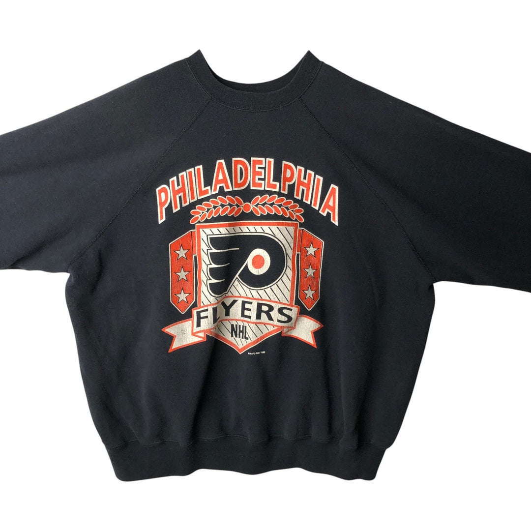 90'S Artex NFL Philadelphia Eagles Print Sweatshirt, Made in USA, Men's Size XL (approx.) cotton black type Vintage Second Hand