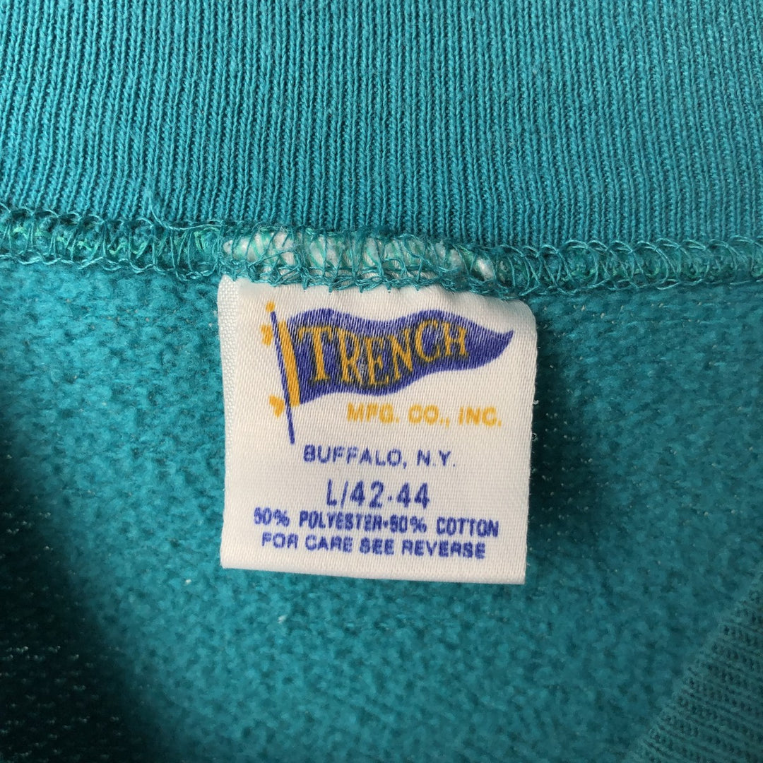 80'S TRENCH Charlotte Hornets Print Sweatshirt, Made in USA, Men's Size L (Equivalent), Vintage polyester turquoise blue Vintage Second Hand