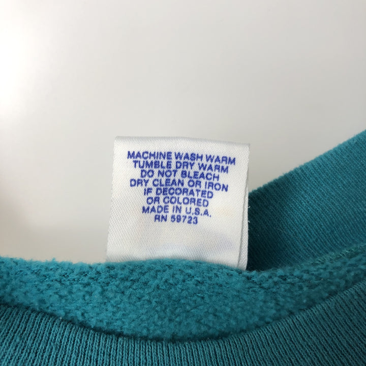 80'S TRENCH Charlotte Hornets Print Sweatshirt, Made in USA, Men's Size L (Equivalent), Vintage polyester turquoise blue Vintage Second Hand