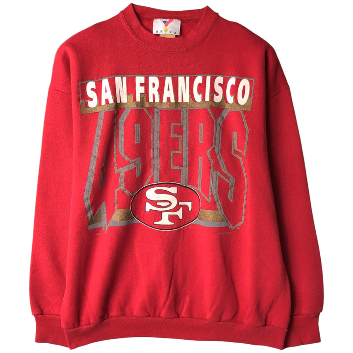 90'S Artex San Francisco 49ers Print Sweatshirt, Made in USA, Men's Size XL (approx.) cotton red type Vintage Second Hand