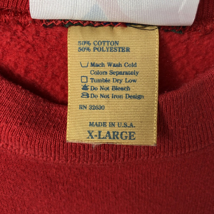 90'S Artex San Francisco 49ers Print Sweatshirt, Made in USA, Men's Size XL (approx.) cotton red type Vintage Second Hand