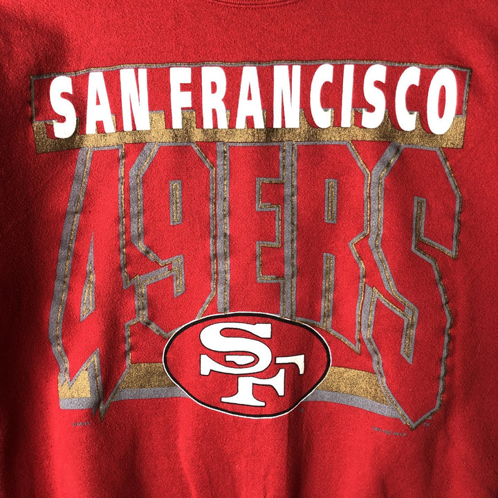 90'S Artex San Francisco 49ers Print Sweatshirt, Made in USA, Men's Size XL (approx.) cotton red type Vintage Second Hand