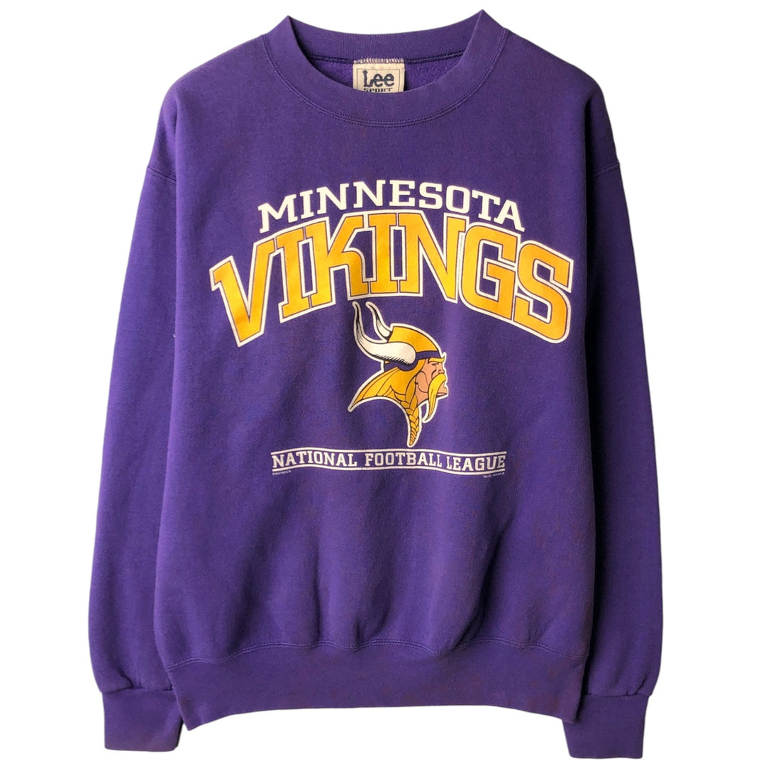 90'S Lee Sport Minnesota Vikings Print Sweatshirt, Made in USA, Men's Size M (approx.), Vintage unclear purple type Vintage Second Hand