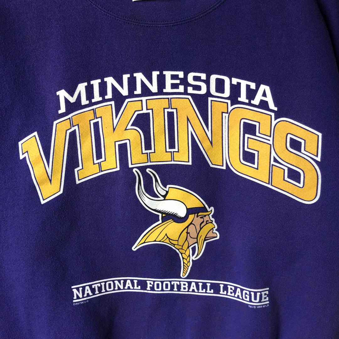 90'S Lee Sport Minnesota Vikings Print Sweatshirt, Made in USA, Men's Size M (approx.), Vintage unclear purple type Vintage Second Hand