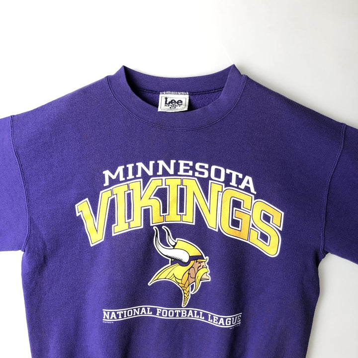 90'S Lee Sport Minnesota Vikings Print Sweatshirt, Made in USA, Men's Size M (approx.), Vintage unclear purple type Vintage Second Hand