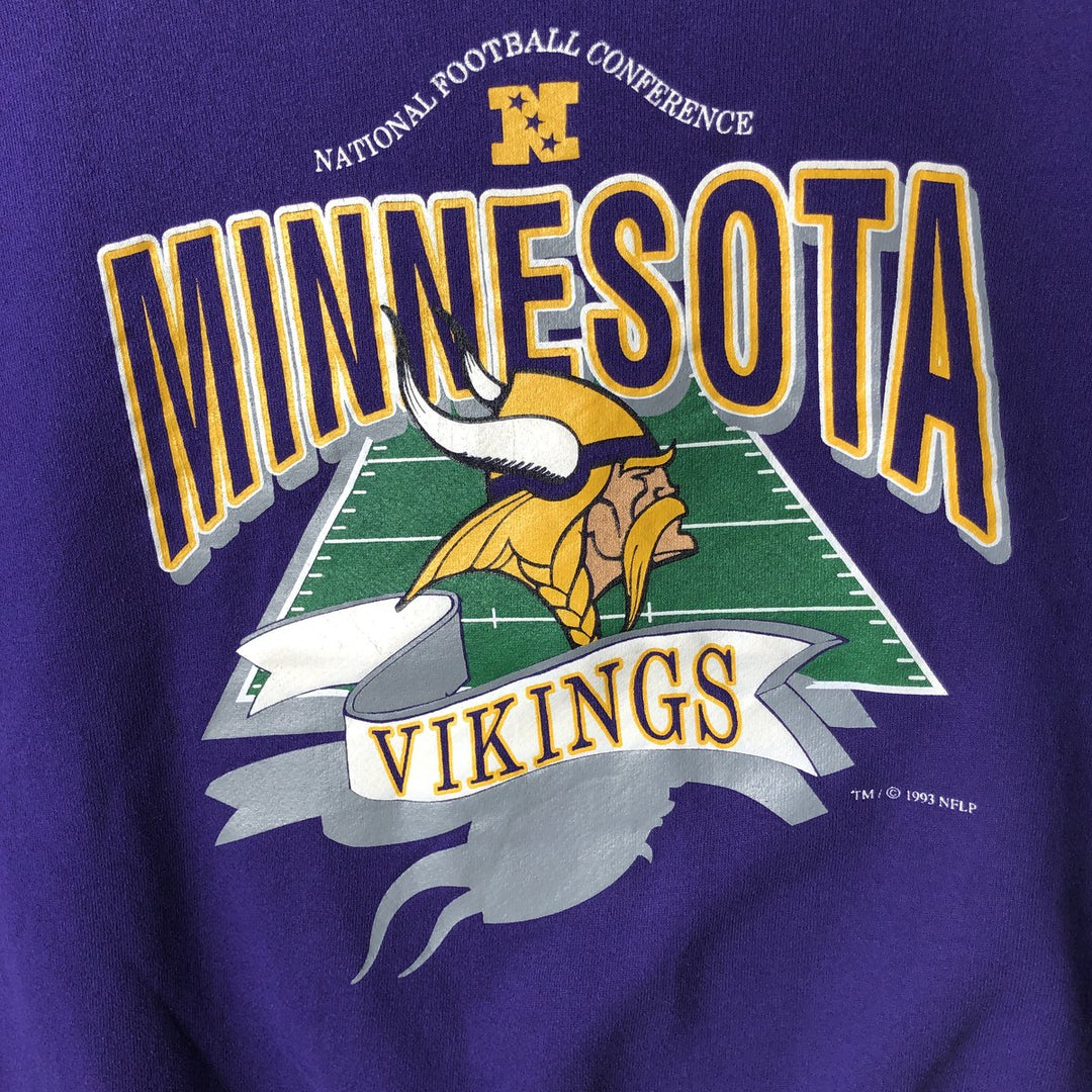 90'S Russell Minnesota Vikings Print Sweatshirt, Made in USA, Men's Size L (approx.), Vintage cotton purple type Vintage Second Hand