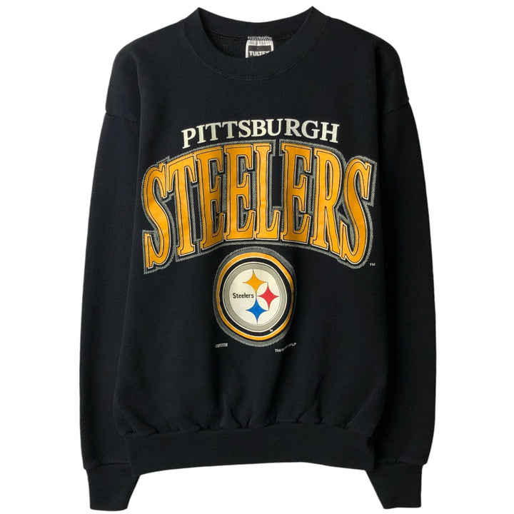 90'S TULTEX NFL PITTSBURGH STEELERS Prince Sweatshirt/Sweatshirt, Made in USA, Men's Size L (approx.) cotton black type Vintage Second Hand