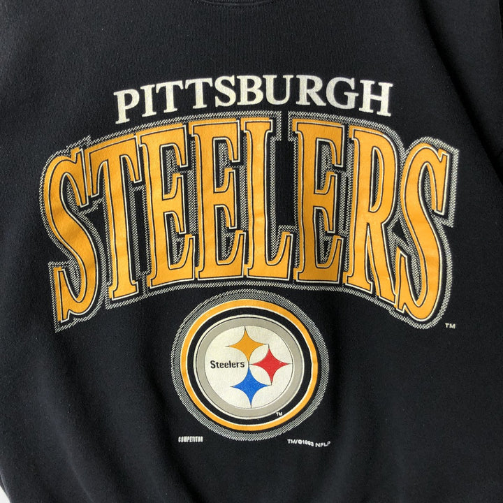 90'S TULTEX NFL PITTSBURGH STEELERS Prince Sweatshirt/Sweatshirt, Made in USA, Men's Size L (approx.) cotton black type Vintage Second Hand
