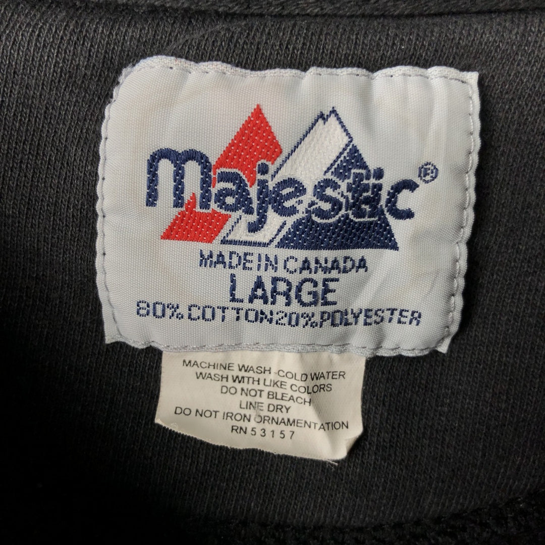 90'S Majestic MLB New York Mets Print Sweatshirt, Made in Canada, Men's Size L (approx.) cotton black type Vintage Second Hand