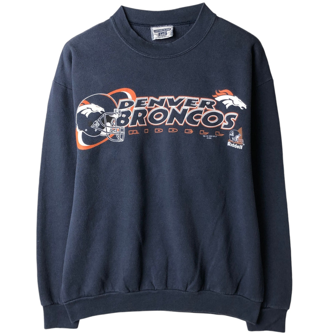 90'S Lee Denver Broncos Print Sweatshirt, Made in USA, Men's Size L (approx.), Vintage cotton navy blue type Vintage Second Hand