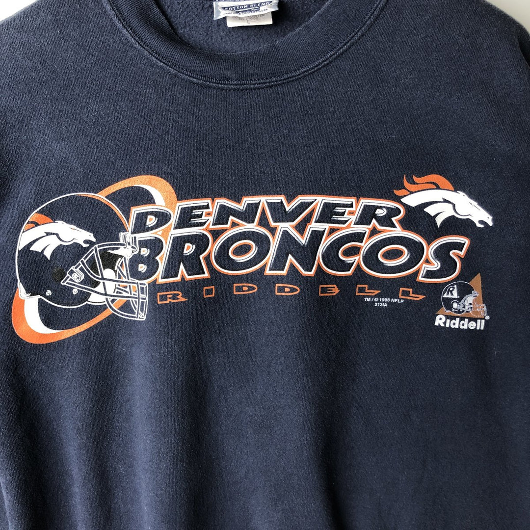 90'S Lee Denver Broncos Print Sweatshirt, Made in USA, Men's Size L (approx.), Vintage cotton navy blue type Vintage Second Hand