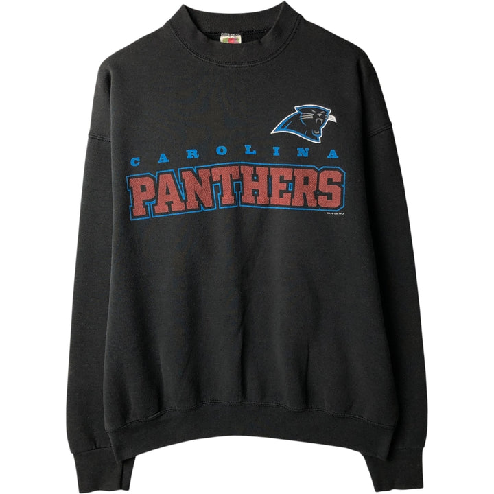 90'S Fruit of the Loom NFL Carolina Panthers Print Sweatshirt, Made in USA, Men's XXL equivalent. cotton black type Vintage Second Hand