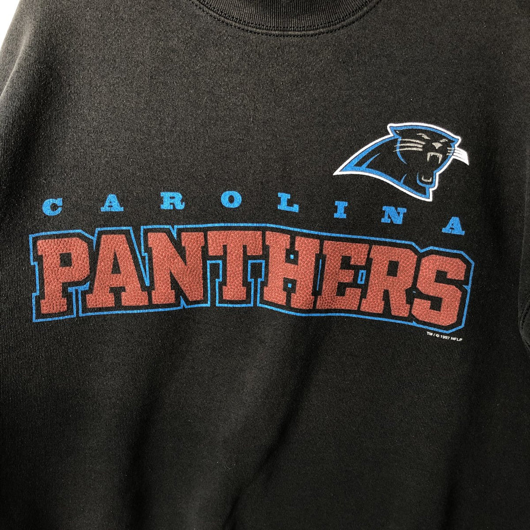 90'S Fruit of the Loom NFL Carolina Panthers Print Sweatshirt, Made in USA, Men's XXL equivalent. cotton black type Vintage Second Hand