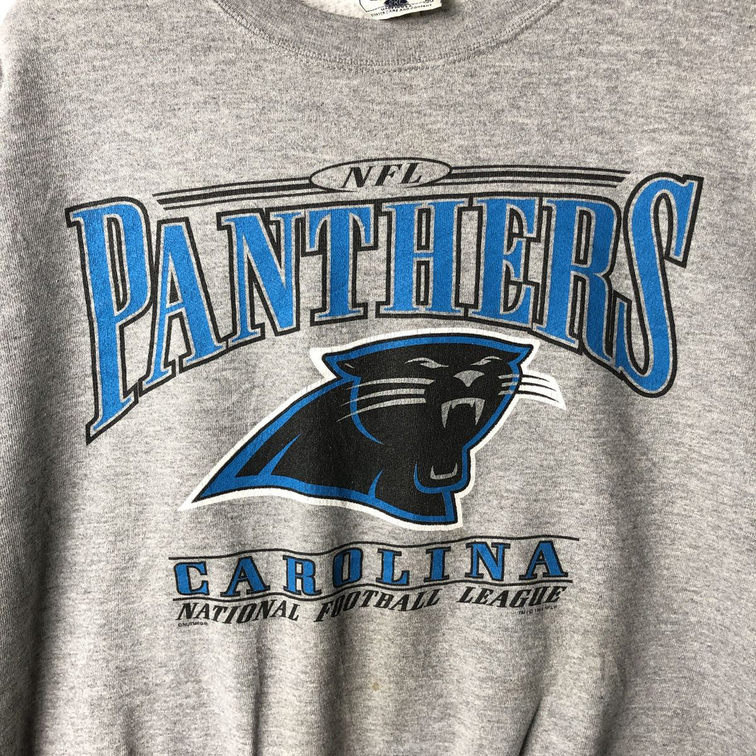 90'S Lee NFL Carolina Panthers Print Sweatshirt, Made in USA, Men's XXL equivalent. cotton gray type Vintage Second Hand