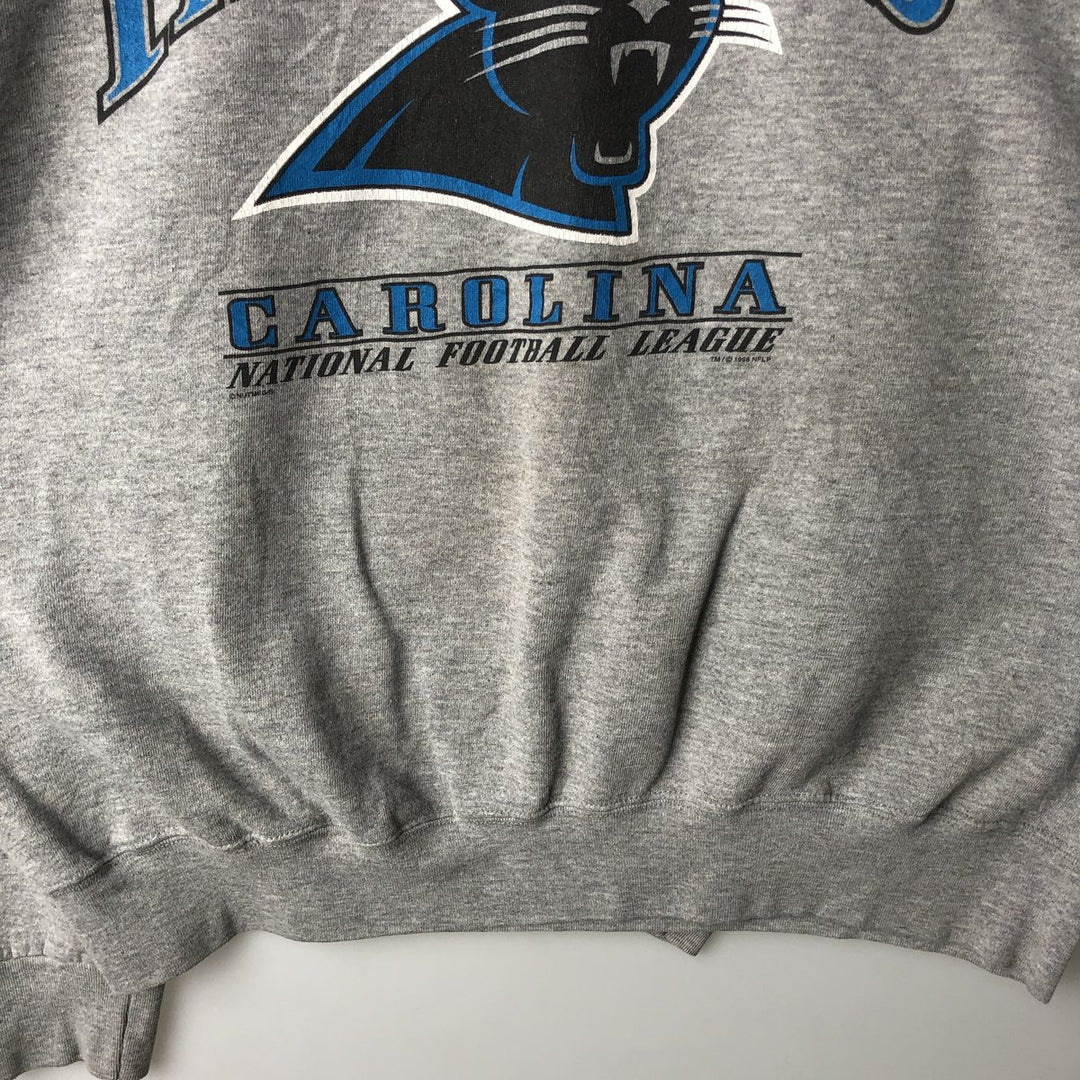 90'S Lee NFL Carolina Panthers Print Sweatshirt, Made in USA, Men's XXL equivalent. cotton gray type Vintage Second Hand
