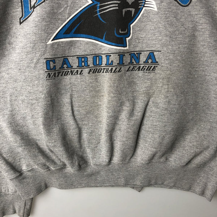 90'S Lee NFL Carolina Panthers Print Sweatshirt, Made in USA, Men's XXL equivalent. cotton gray type Vintage Second Hand