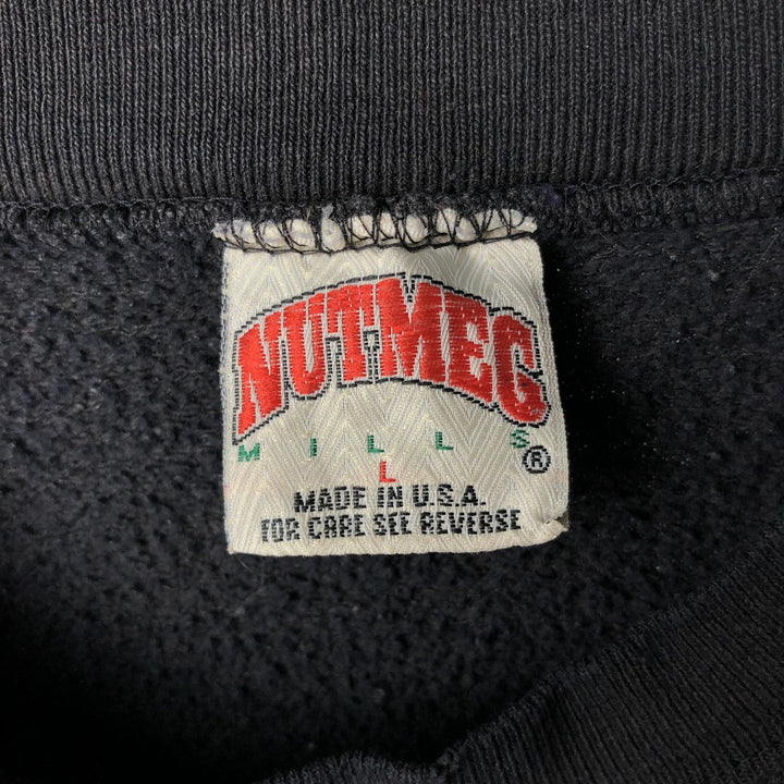 90'S Nutmeg Detroit Red Wings Print Sweatshirt, Made in USA, Men's Size L (approx.), Vintage unclear black type Vintage Second Hand