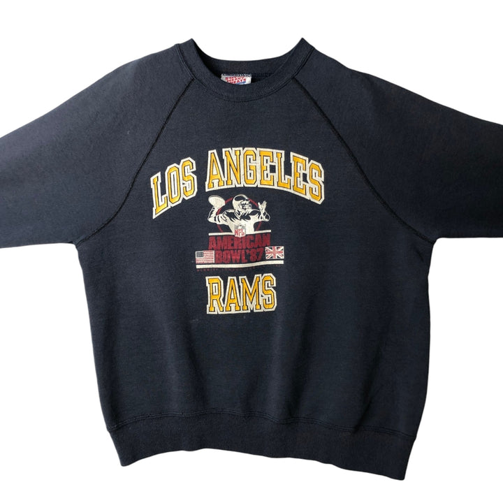 80'S Sophie Los Angeles Rams Print Sweatshirt, Made in USA, Men's XL equivalent, Long Sleeve, Vintage cotton navy blue type Vintage Second Hand