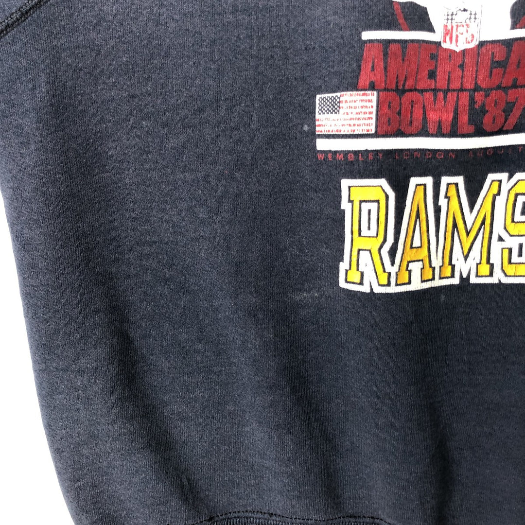 80'S Sophie Los Angeles Rams Print Sweatshirt, Made in USA, Men's XL equivalent, Long Sleeve, Vintage cotton navy blue type Vintage Second Hand