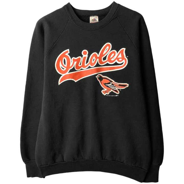 80'S Fruit of the Loom Baltimore Orioles Print Sweatshirt, Men's Size L (approx.), Vintage cotton black type Vintage Second Hand