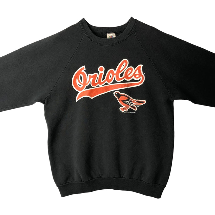 80'S Fruit of the Loom Baltimore Orioles Print Sweatshirt, Men's Size L (approx.), Vintage cotton black type Vintage Second Hand