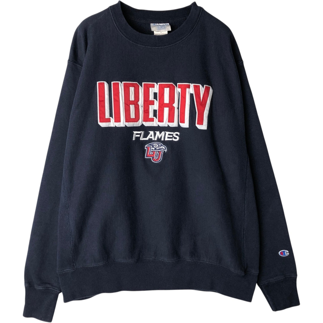 Champion REVERSE WEAVE Reverse Weave College Sweatshirt Trainer Men's L size cotton navy blue type Vintage Second Hand