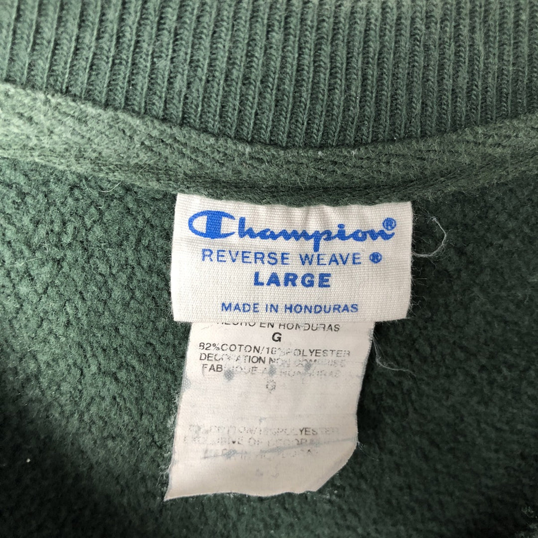 Champion Reverse Weave Replica Sweatshirt with Solid Color Tag, Printed, Men's Size L (approx.) cotton green type Vintage Second Hand