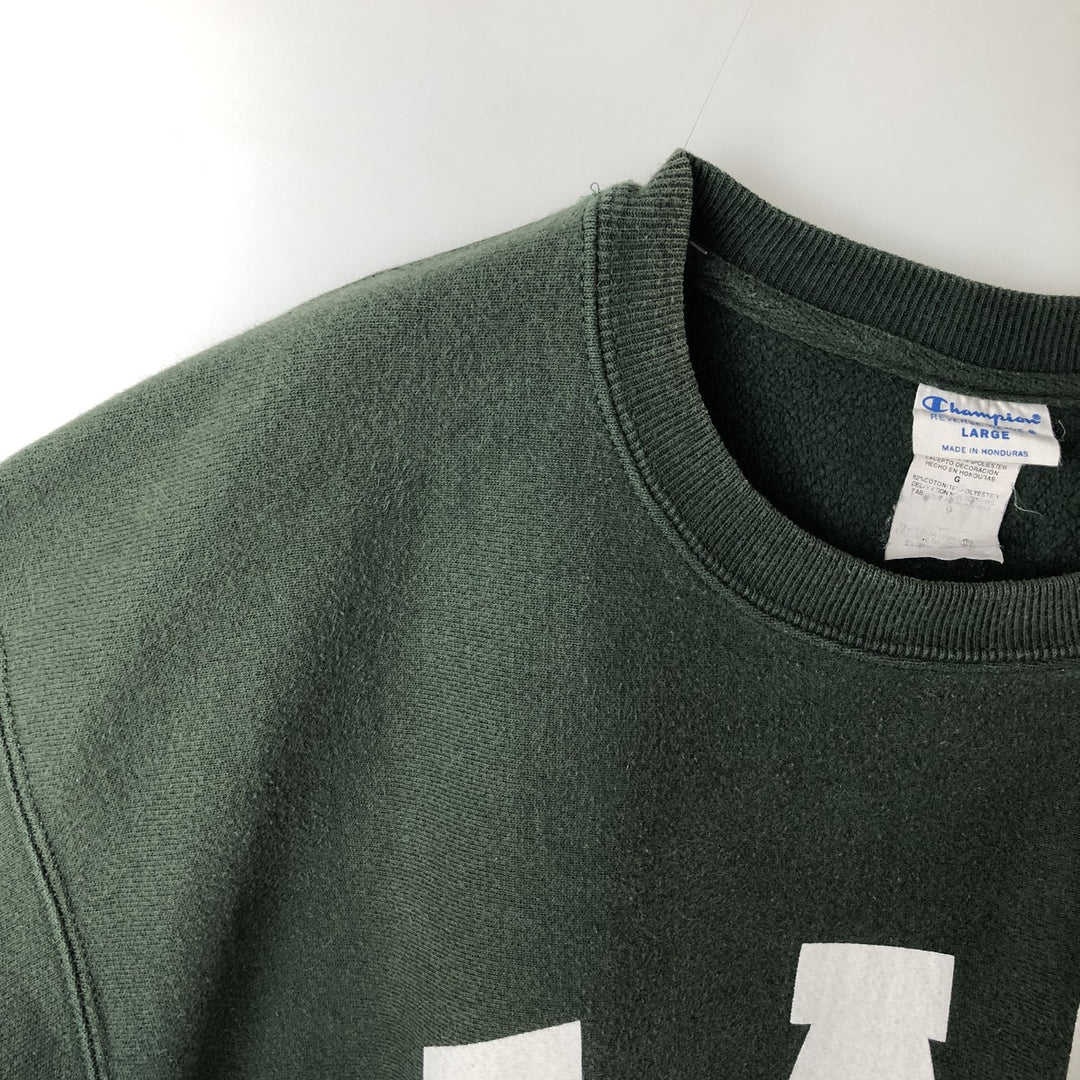 Champion Reverse Weave Replica Sweatshirt with Solid Color Tag, Printed, Men's Size L (approx.) cotton green type Vintage Second Hand