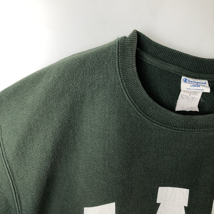 Champion Reverse Weave Replica Sweatshirt with Solid Color Tag, Printed, Men's Size L (approx.) cotton green type Vintage Second Hand