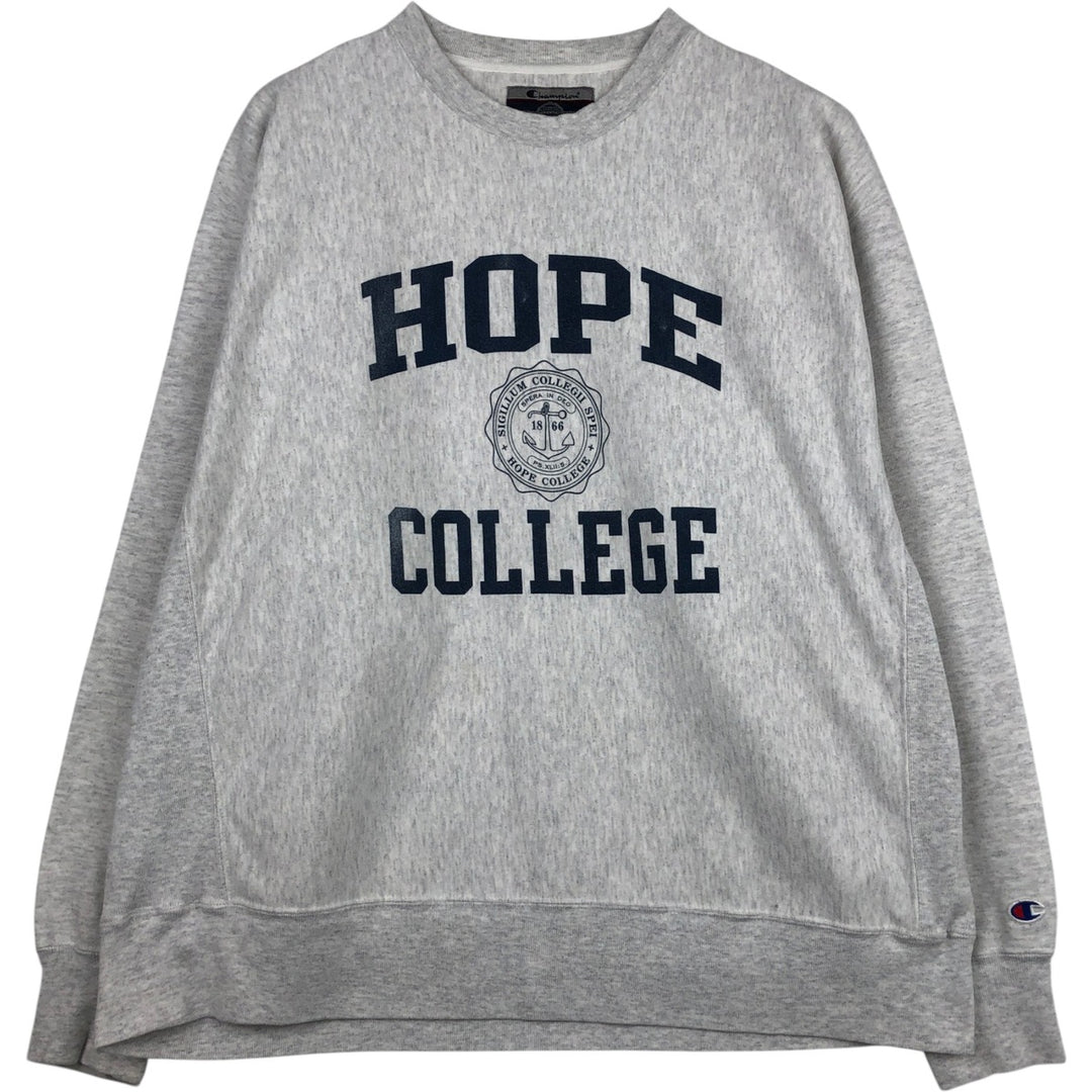 2000'S Champion Original Reverse Weave Triple Print College Sweatshirt (Men's XL equivalent) cotton gray type Vintage Second Hand