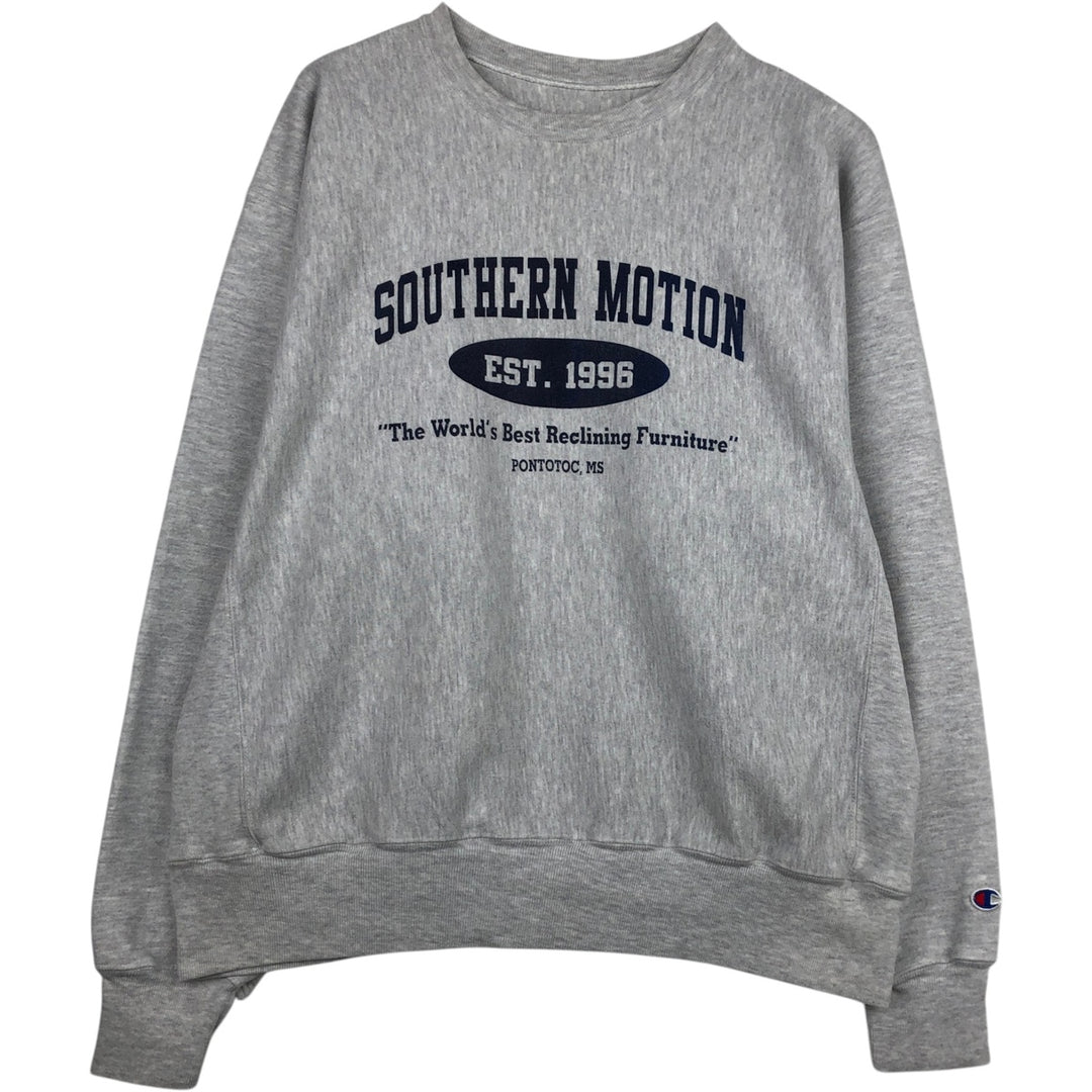 2000'S Champion Premium Reverse Weave Print Sweatshirt (Men's Size L) cotton gray type Vintage Second Hand