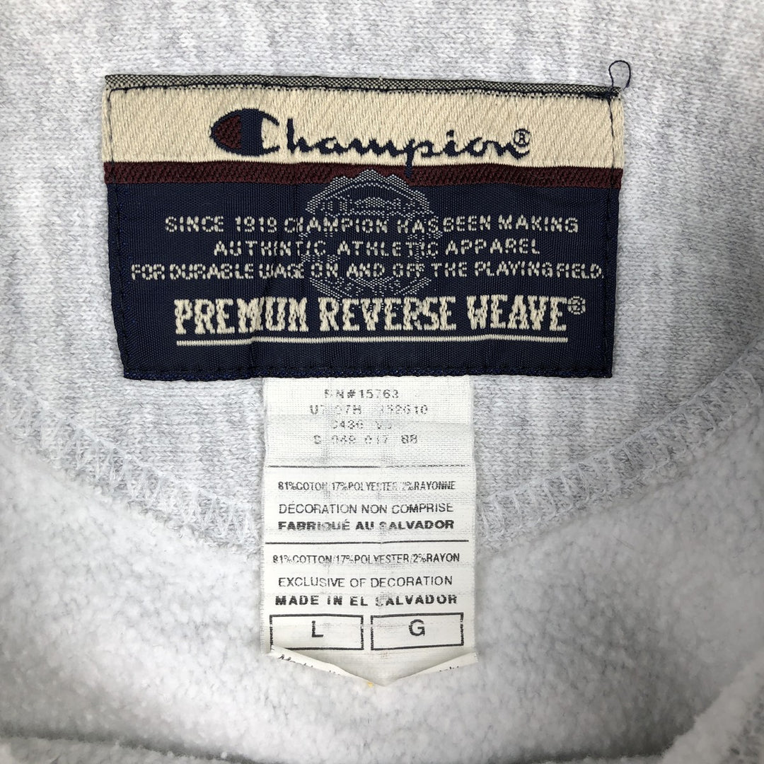 2000'S Champion Premium Reverse Weave Print Sweatshirt (Men's Size L) cotton gray type Vintage Second Hand