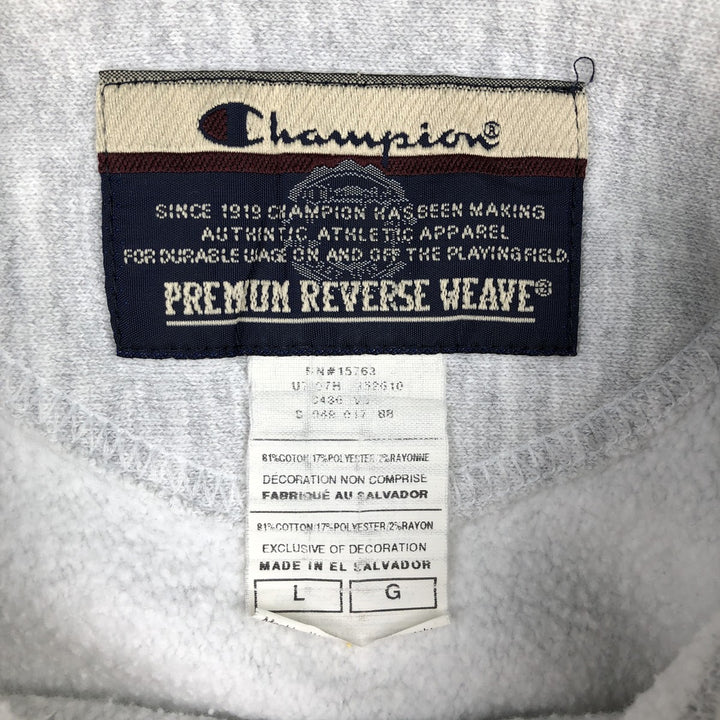 2000'S Champion Premium Reverse Weave Print Sweatshirt (Men's Size L) cotton gray type Vintage Second Hand