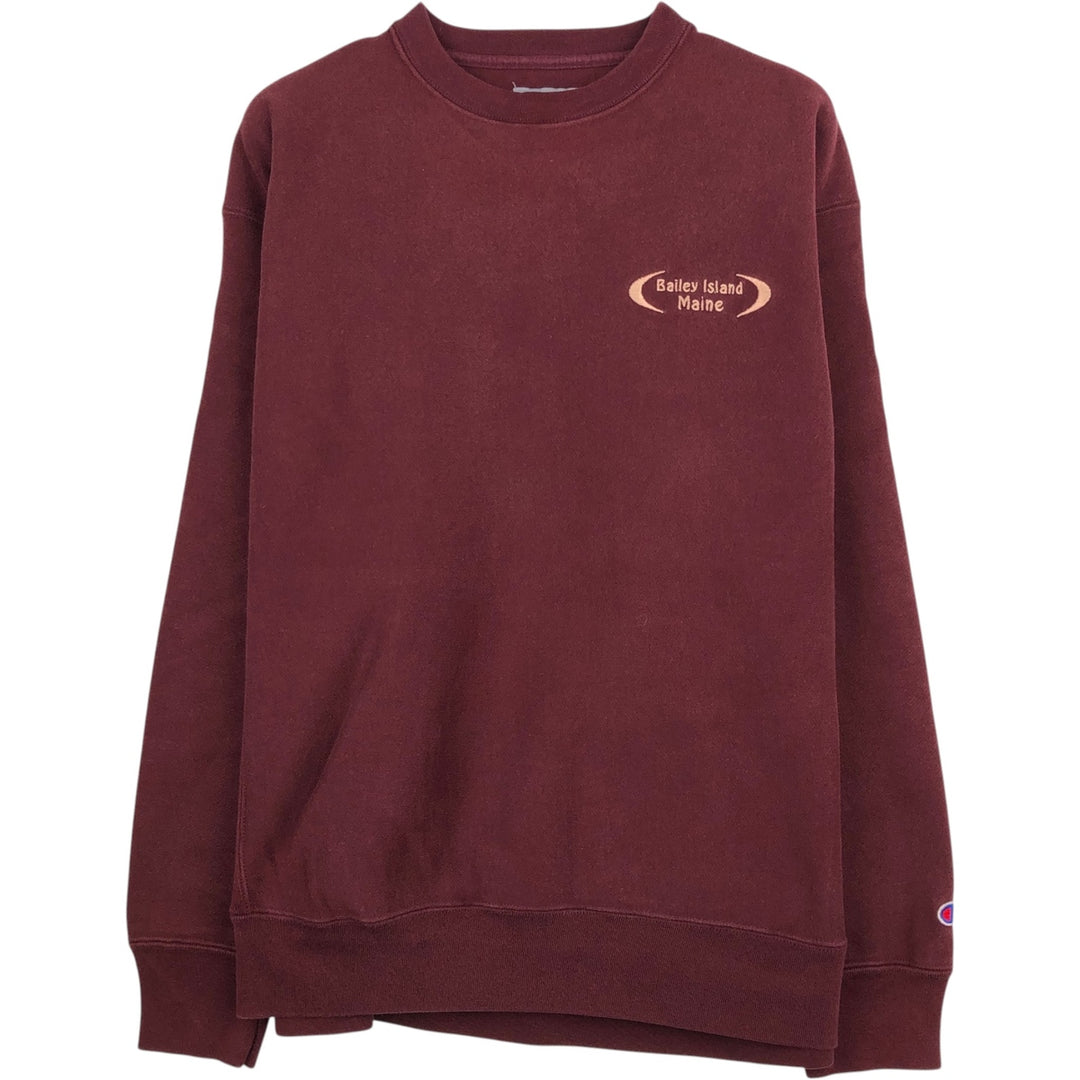 2000'S Champion Premium Reverse Weave Advertising Sweatshirt, Made in USA, Men's Size L (approx.) cotton burgundy type Vintage Second Hand
