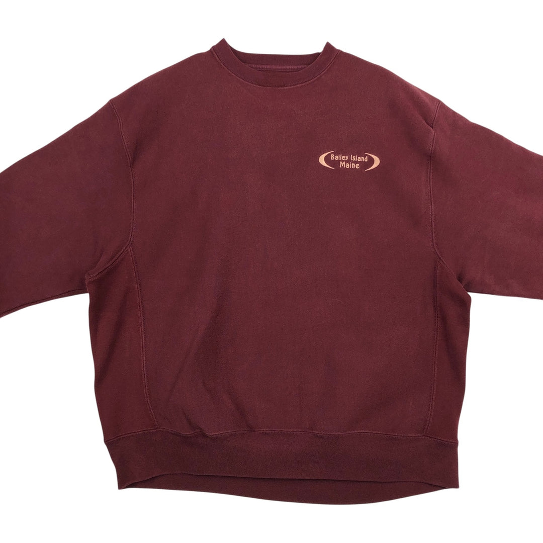 2000'S Champion Premium Reverse Weave Advertising Sweatshirt, Made in USA, Men's Size L (approx.) cotton burgundy type Vintage Second Hand