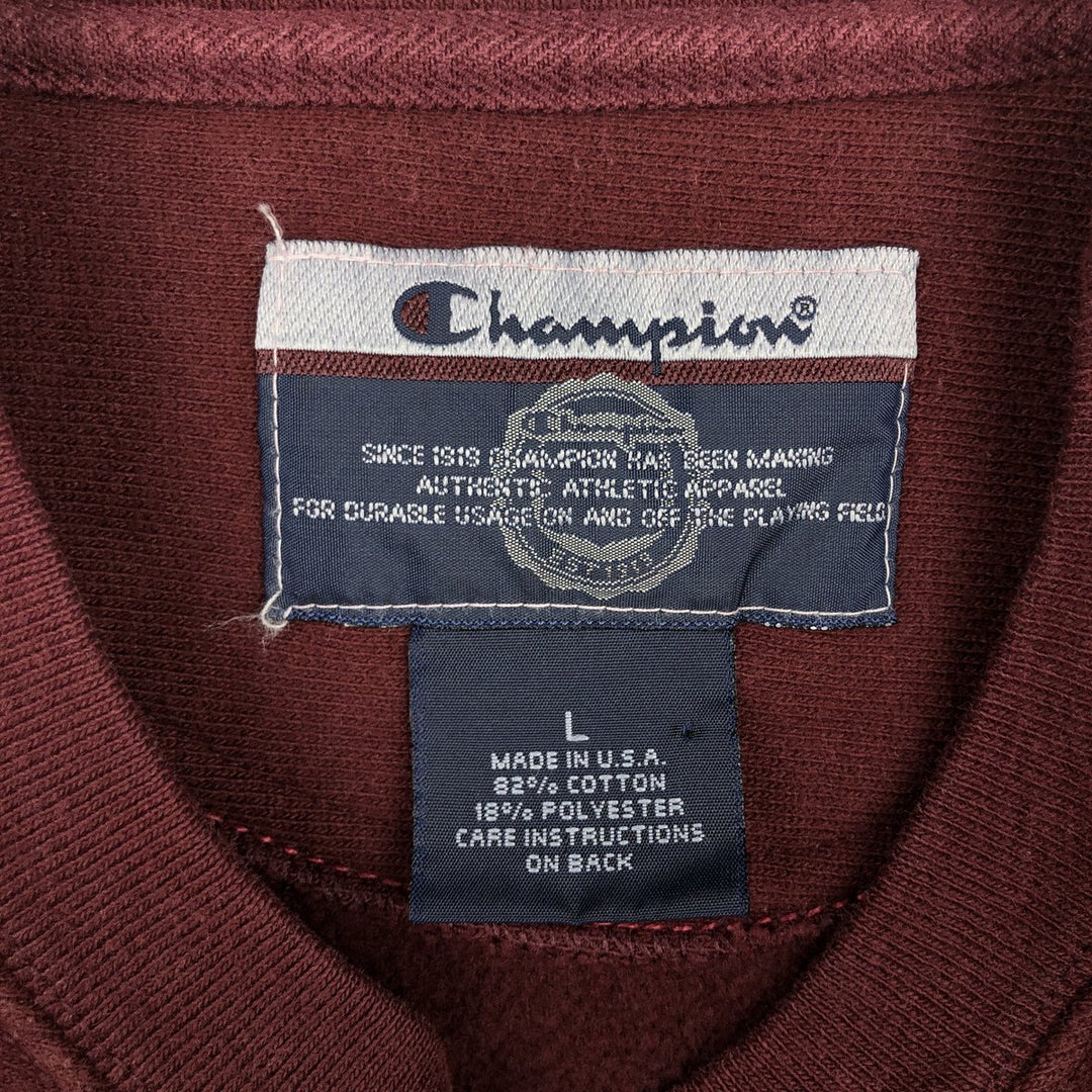 2000'S Champion Premium Reverse Weave Advertising Sweatshirt, Made in USA, Men's Size L (approx.) cotton burgundy type Vintage Second Hand