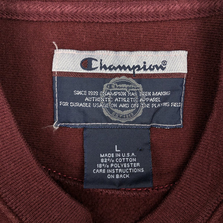 2000'S Champion Premium Reverse Weave Advertising Sweatshirt, Made in USA, Men's Size L (approx.) cotton burgundy type Vintage Second Hand