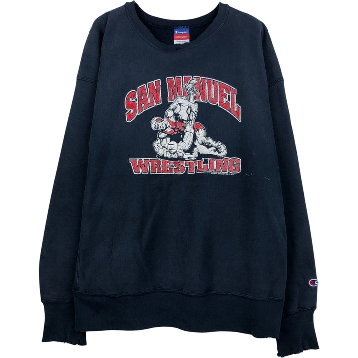 2000'S Champion Reverse Weave Print Sweatshirt, Men's XXL equivalent. cotton navy blue type Vintage Second Hand