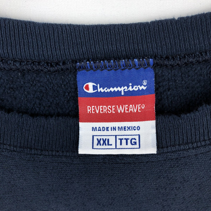 2000'S Champion Reverse Weave Print Sweatshirt, Men's XXL equivalent. cotton navy blue type Vintage Second Hand