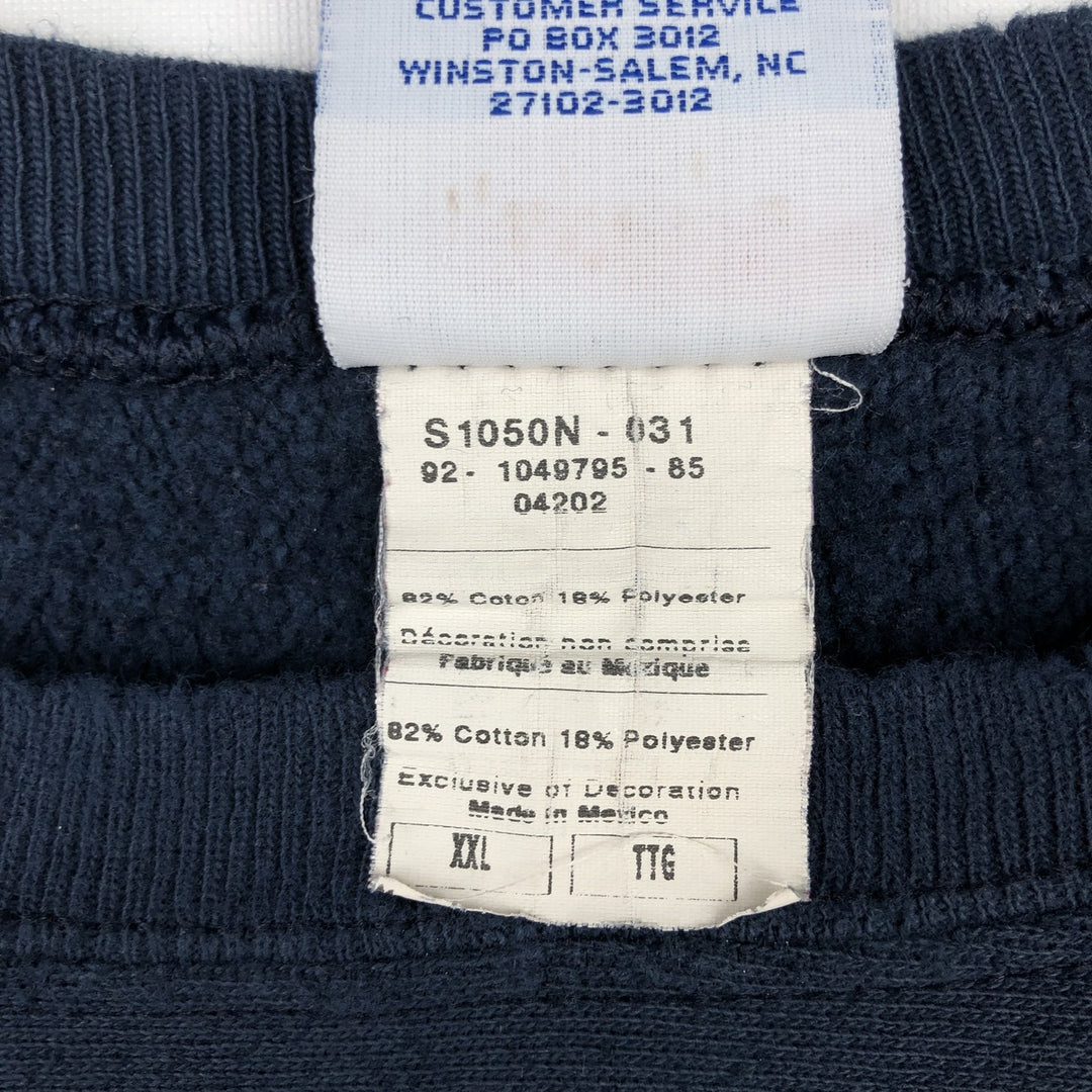 2000'S Champion Reverse Weave Print Sweatshirt, Men's XXL equivalent. cotton navy blue type Vintage Second Hand