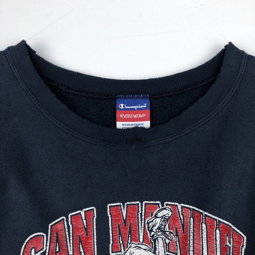 2000'S Champion Reverse Weave Print Sweatshirt, Men's XXL equivalent. cotton navy blue type Vintage Second Hand