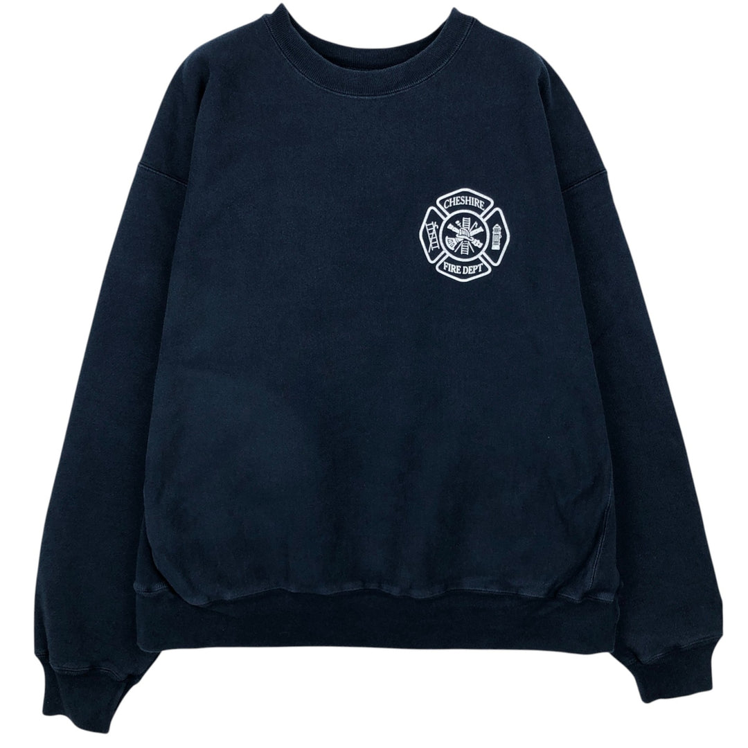 2000'S Champion Premium Reverse Weave Printed Sweatshirt, Men's Size XL cotton navy blue type Vintage Second Hand